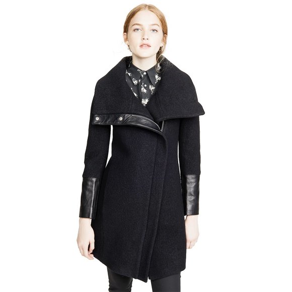 Club Monaco Halli Coat - wool & leather moto - Picture 3 of 4